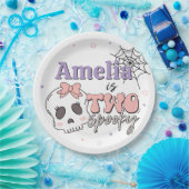 かわいい不気味ピンクのハロウィーンハッピーバースデー ペーパープレート (パーティー)