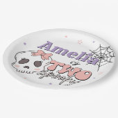 かわいい不気味ピンクのハロウィーンハッピーバースデー ペーパープレート (アングル)