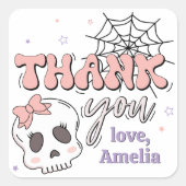 かわいい不気味ピンクのハロウィーン誕生日ありがとう スクエアシール (正面)