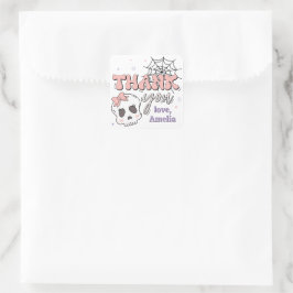 かわいい不気味ピンクのハロウィーン誕生日ありがとう スクエアシール