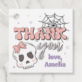 かわいい不気味ピンクのハロウィーン誕生日ありがとう フェイバータグ (正面)