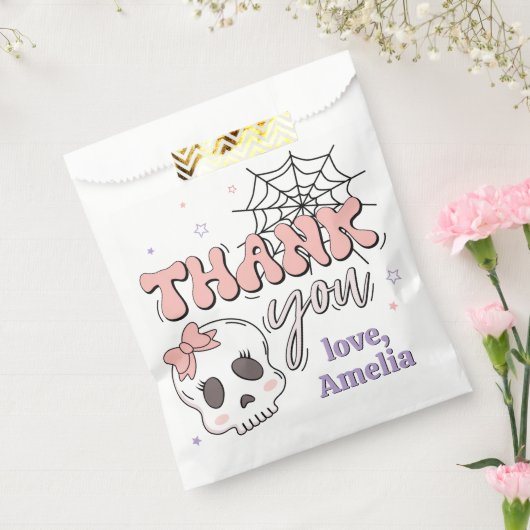 かわいい不気味ピンクのハロウィーン誕生日ありがとう フェイバーバッグ (封をした状態)