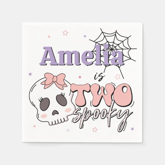 かわいい不気味ピンクのハロウィーン誕生日パーティー2 スタンダードカクテルナプキン (正面)