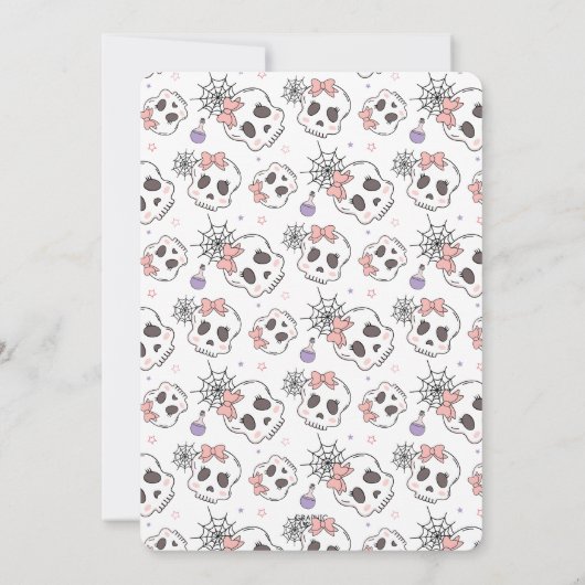 かわいい不気味ピンクのハロウィーン誕生日パーティー2 招待状 (裏面)