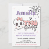 かわいい不気味ピンクのハロウィーン誕生日パーティー2 招待状 (正面)