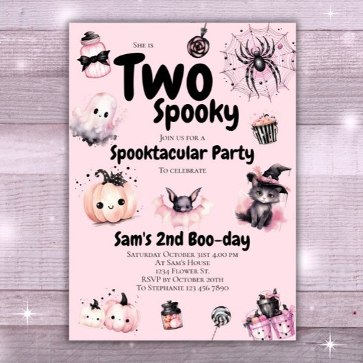 かわいい不気味ピンクのハロウィーン2回目の誕生日|過去記事 招待状