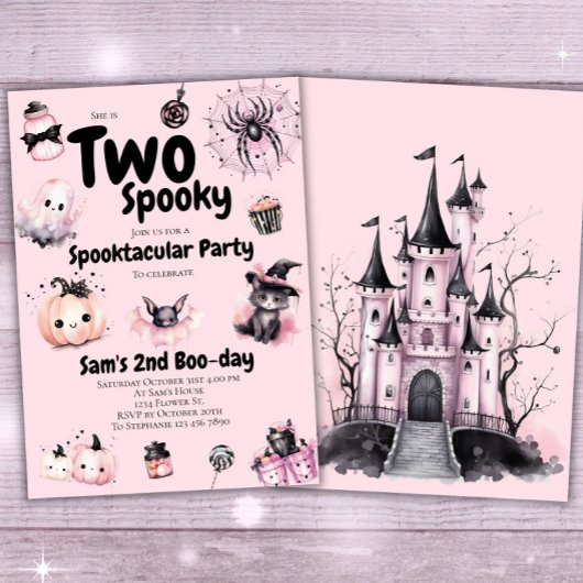 かわいい不気味ピンクのハロウィーン2回目の誕生日|過去記事 招待状