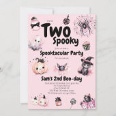 かわいい不気味ピンクのハロウィーン2回目の誕生日|過去記事 招待状 (正面)