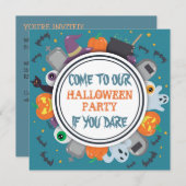 かわいい不気味フレームハローウィンパーティ 招待状 (正面/裏面)