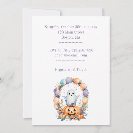 かわいい不気味ベビーシャワー招待状 招待状 (裏面)