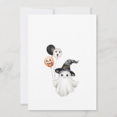 かわいい不気味ワン幽霊ハロウィーン1回目の誕生日 招待状 (裏面)