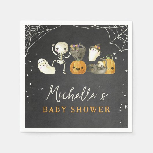かわいい不気味小さなブハロウィーン赤ちゃんシャワー スタンダードカクテルナプキン (正面)