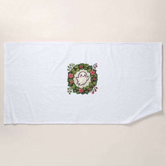 かわいい不気味幽霊イラストレーションタンクトップ ビーチタオル (正面)