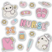 かわいい不気味幽霊ハロウィンナースステッカーセット シール (正面)