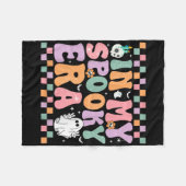 かわいい不気味幽霊ハロウィーンの衣装の女の子 フリースブランケット (正面(横))