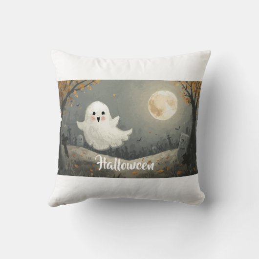 「かわいい不気味幽霊ハロウィーン装飾用クッション」 クッション (裏面)