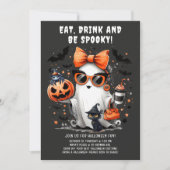 かわいい不気味幽霊ハローウィンパーティ招待状 招待状 (正面)