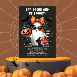 かわいい不気味幽霊ハローウィンパーティ招待状 招待状