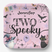 かわいい不気味幽霊ピンクのハロウィーン2回目の誕生日 ペーパープレート (正面)