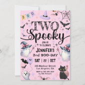 かわいい不気味幽霊ピンクのハロウィーン2回目の誕生日 招待状 (正面)