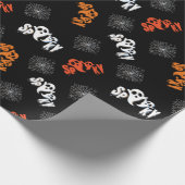 かわいい不気味幽霊柄ハロウィンギフト ラッピングペーパー (角)