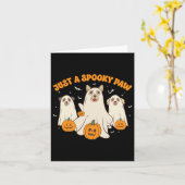 かわいい不気味幽霊犬おかしなハロウィーン カード (黄色い花)