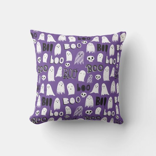 かわいい不気味幽霊、スカル、ブー クッション (正面)