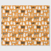 かわいい不気味幽霊、スカル、ブー ラッピングペーパー (フラット)