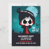 かわいい不気味死神ハロウィーントリックまたはトリート 招待状 (正面)