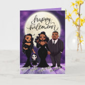 かわいい不気味民族のハロウィーン カード (黄色い花)