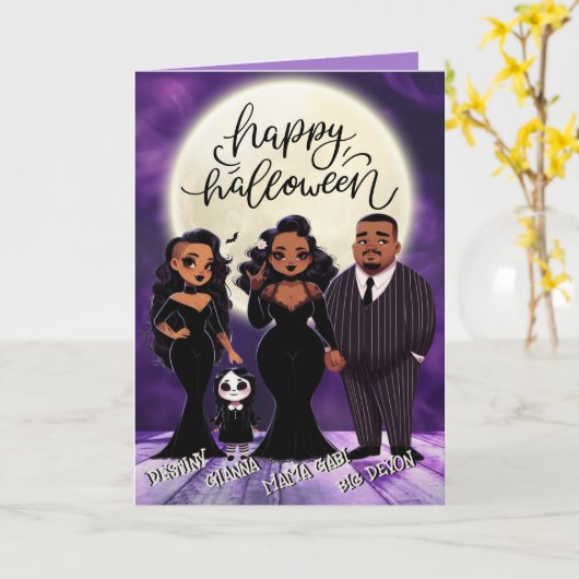 かわいい不気味民族のハロウィーン カード (黄色い花)