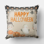 かわいい不気味水彩ハッピーハローウィン クッション (裏面)