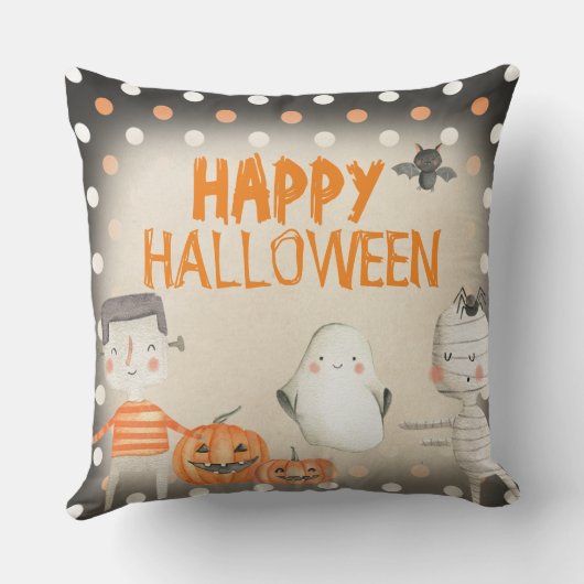 かわいい不気味水彩ハッピーハローウィン クッション (裏面)