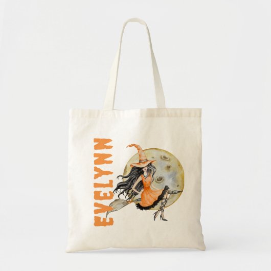 かわいい不気味水彩魔女トリックまたはトリート トートバッグ (正面)