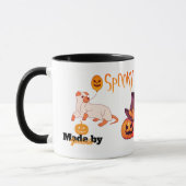 かわいい不気味犬幽霊&パンプキンハロウィーンデザイン- マグカップ (左)