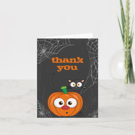かわいい不気味猫とカボチャのハロウィン サンキューカード