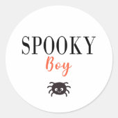 かわいい不気味男の子ファミリーのハロウィンスパイダー ラウンドシール (正面)