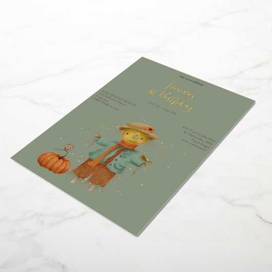 かわいい不気味第1バースデーフォイル招待状 箔招待状 (回転した状態)