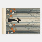 かわいい不気味魔女ウォーターカラーハロウィーン ラッピングペーパーシート (正面2)