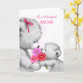 かわいい与えクマの花ハッピー・マザーズ・デイ カード (黄色い花)