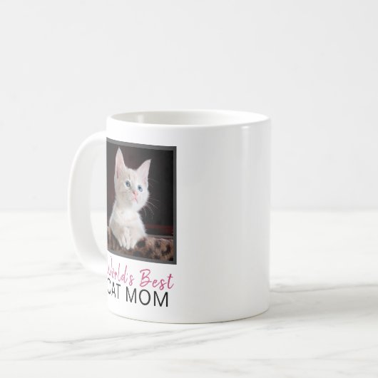 かわいい世界で最も最高のな猫のお母さんの正方形猫の写真 コーヒーマグカップ (正面左)