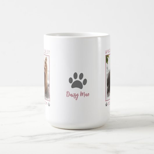 かわいい世界の最高のヨークシャーテリアモマピンクグレーの手の写真 コーヒーマグカップ (中央)