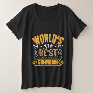 かわいい世界一のおばあちゃん ワードアート プラスサイズTシャツ