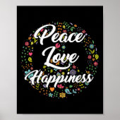 かわいい世界平和ラブハピネス平和サインHippie ポスター (正面)
