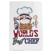 かわいい世界最高ののシェフワードアート ミディアムペーパーバッグ (裏面)