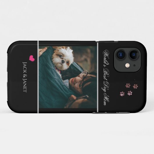 かわいい世界最高のの母 |犬の手とハート Case-Mate iPhoneケース (裏面(横))