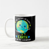 かわいい世界 地球の日 地球の未来は コーヒーマグカップ (左)