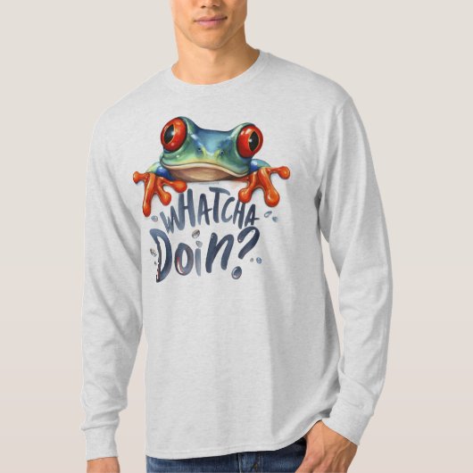 かわいい両生類のカエルの名言 グラフィック ロングスリーブ Tシャツ (正面)