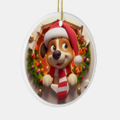 かわいい両面の犬がバタンと突き抜ける セラミックオーナメント (右)