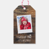 かわいい両面フォトカメラでライトアップ素朴木材 ギフトタグ (正面)